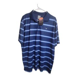 Callaway Shirt Mens L Blue Opti Dri Golf Polo Stripe Vacation Preppy Athleisure